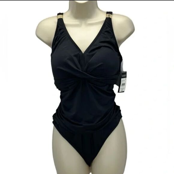 NWT Lauren Ralph Lauren black one piece bikini - Picture 1 of 6